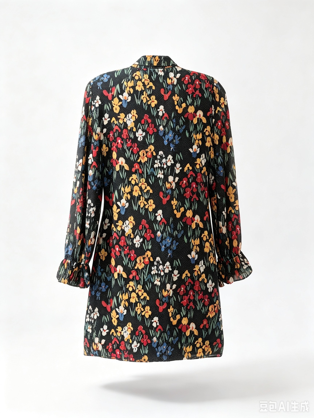 Tory Burch  Floral Tie-Neck Long Sleeve Dress - Picture 2 of 9